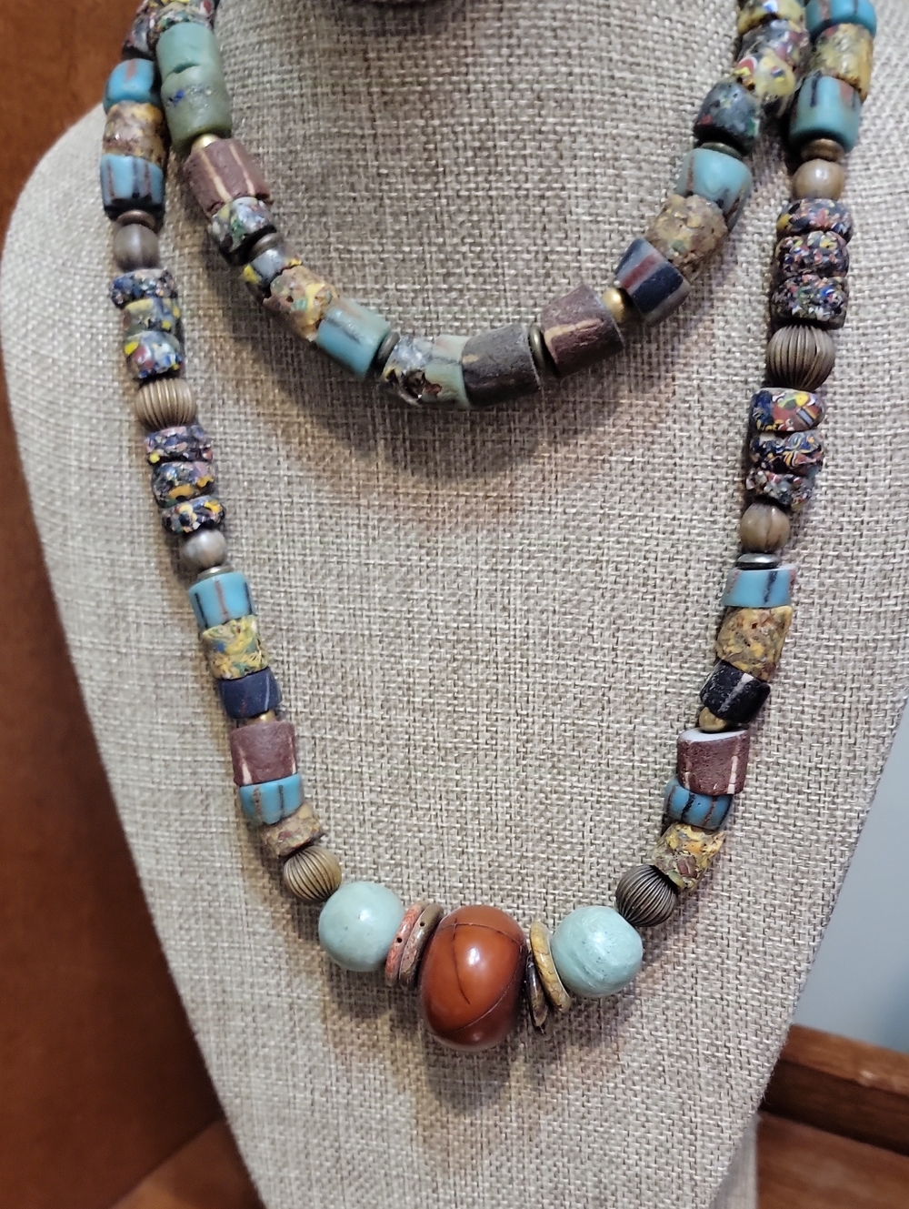 Handcrafted Gemstone and Brown Beaded Women’s Necklace